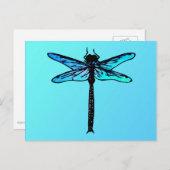 ヴィンテージ日本のトンボ, ターコイズブルー ポストカード (正面/裏面)