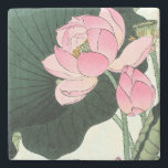 ヴィンテージ日本のハス花 ストーンコースター<br><div class="desc">NewParkLane -エレガント Marble Coaster, ヴィンテージ- 20世紀初頭 – ピンクに咲く蓮の花を持つ日本のプリント。有名な作家日本の大原公尊の作。1920 - 1930。母素晴らしの日の贈り物！</div>