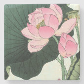 ヴィンテージ日本のハス花 ストーンコースター (正面)