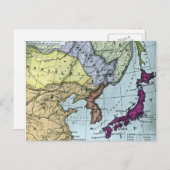 ヴィンテージ日本のハンドティンテッド地図日本 ポストカード (正面/裏面)