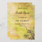 ヴィンテージ日本のバードブライダルシャワー 招待状 (正面/裏面)