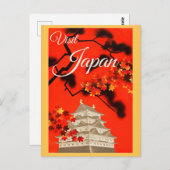 ヴィンテージ日本のパゴダ旅行ポスター ポストカード (正面/裏面)
