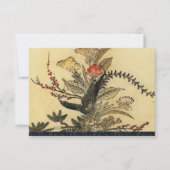 ヴィンテージ日本のパーチメントrsvpと封筒 出欠カード (正面)