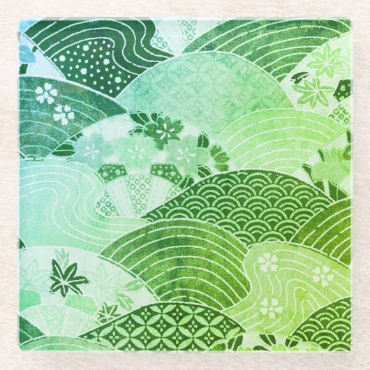 ヴィンテージ日本のヒルズ&リバーズ ガラスコースター (正面)