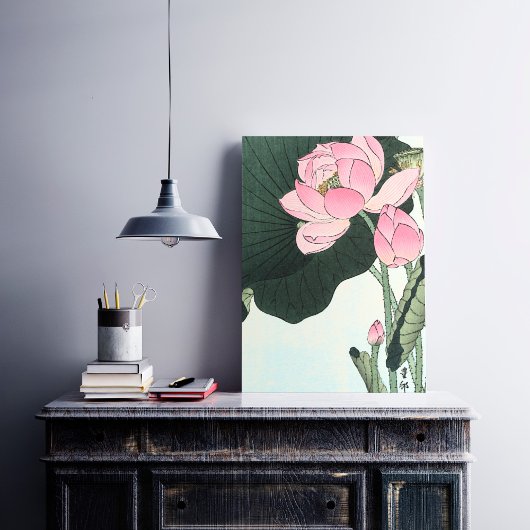 ヴィンテージ日本のファインアートロータスフラワー フォトプリント