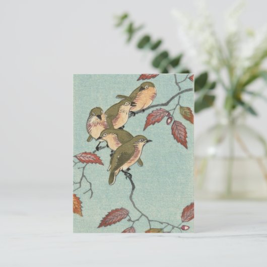 ヴィンテージ日本のファインアート：グリーンバード ポストカード (スタンド正面)