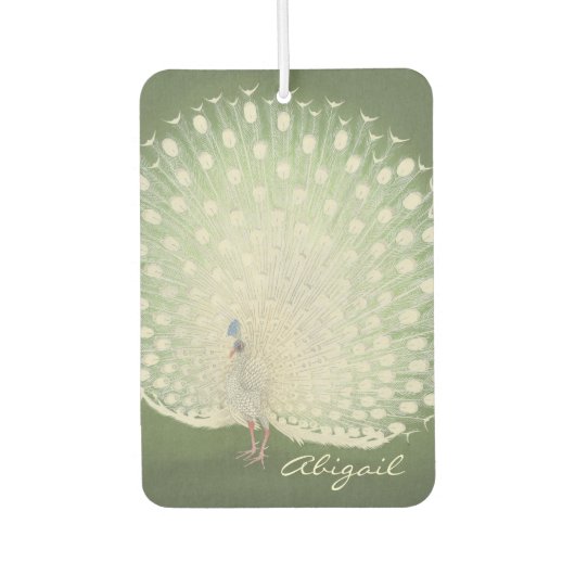 ヴィンテージ日本のファインアート |孔雀パーソナライズされた カーエアーフレッシュナー (正面)