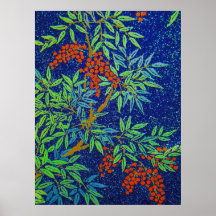 ヴィンテージ日本のファブリック – ベリーと葉