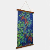 ヴィンテージ日本のファブリック – ベリーと葉 吊り下げ型タペストリー (傾斜あり)