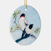 ヴィンテージ日本のフィッチセラミックホーンのインクスケッチ セラミックオーナメント (右)