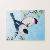 ヴィンテージ日本のフィンチのインクスケッチ ジグソーパズル (横)