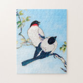 ヴィンテージ日本のフィンチのインクスケッチ ジグソーパズル (縦)