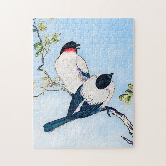 ヴィンテージ日本のフィンチのインクスケッチ ジグソーパズル (縦)