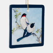 ヴィンテージ日本のフィンチのインクスケッチ セラミックオーナメント (右)