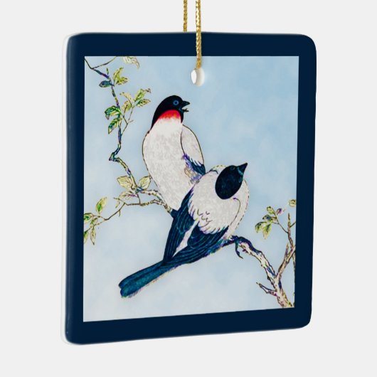 ヴィンテージ日本のフィンチのインクスケッチ セラミックオーナメント (右)