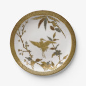 ヴィンテージ日本のフェイク金ゴールドクレーンジャパンディ ペーパープレート (正面)