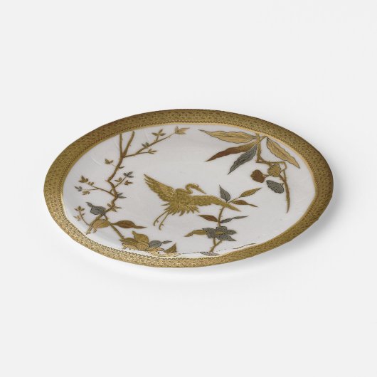 ヴィンテージ日本のフェイク金ゴールドクレーンジャパンディ ペーパープレート (アングル)