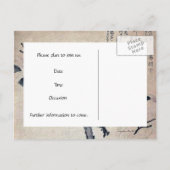 ヴィンテージ日本のフクロウ日付の保存 案内ポストカード (裏面)