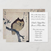 ヴィンテージ日本のフクロウ結婚式招待状 招待状 (正面/裏面)