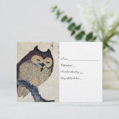 ヴィンテージ日本のフクロウrsvpと封筒 出欠カード (スタンド正面)