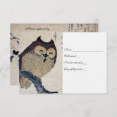 ヴィンテージ日本のフクロウrsvpと封筒 出欠カード (正面/裏面)