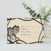 ヴィンテージ日本のフクロウrsvpと封筒 出欠カード (スタンド正面)