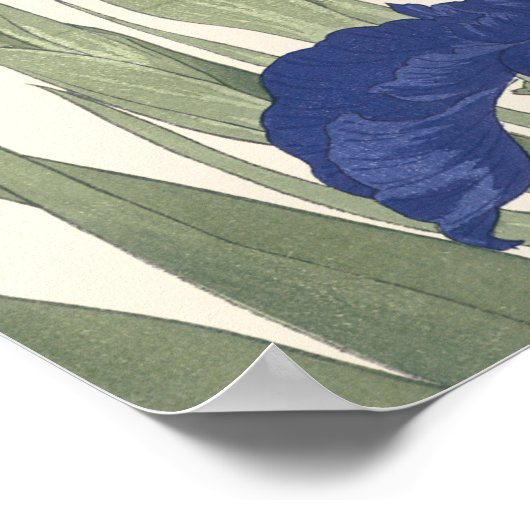 ヴィンテージ日本のフローラアートパープルアイリス花 ポスター (角)