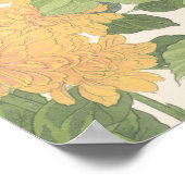 ヴィンテージ日本のフローラアート赤面ピンクローズ ポスター (角)