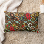 ヴィンテージ日本のフローラデザイン ランバークッション (ブランケット)