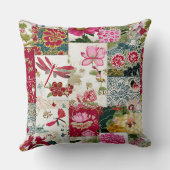 ヴィンテージ日本のフローラパッチワーク クッション (裏面)