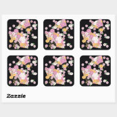 ヴィンテージ日本のフローラファン スクエアシール (シート)