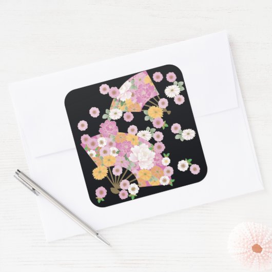 ヴィンテージ日本のフローラファン スクエアシール (封筒)