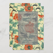 ヴィンテージ日本のフローラ結婚式招待状 招待状 (正面/裏面)