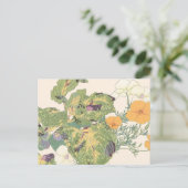 ヴィンテージ日本のフローラ美しいオレンジ色の花 ポストカード (スタンド正面)