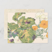 ヴィンテージ日本のフローラ美しいオレンジ色の花 ポストカード (正面/裏面)