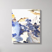 ヴィンテージ日本のブルーアートウッドブロック浮世絵 キャンバスプリント (正面)