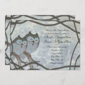 ヴィンテージ日本のブルーフクロウ結婚式招待状 招待状 (正面/裏面)