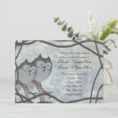 ヴィンテージ日本のブルーフクロウ結婚式招待状 招待状 (スタンド正面)