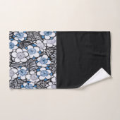 ヴィンテージ日本のブルー伝統的フラワーパターン バスタオルセット (ハンドタオル)