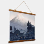 ヴィンテージ日本のプリント山富士 吊り下げ型タペストリー (傾斜あり)