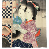 ヴィンテージ日本のホタル籠 – 浮世絵 シャワーカーテン (正面)