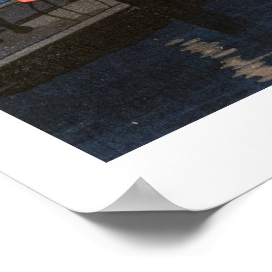 ヴィンテージ日本のボート夜の浮世絵 ポスター (角)