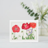 ヴィンテージ日本のポピーウッドブロックプリント ポストカード (スタンド正面)