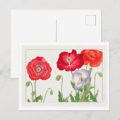 ヴィンテージ日本のポピーウッドブロックプリント ポストカード (正面/裏面)