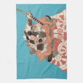 ヴィンテージ日本のポートレート – 剣を持つ戦士 キッチンタオル (縦)