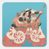 ヴィンテージ日本のポートレート – 剣を持つ戦士 スクエアシール (正面)