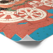 ヴィンテージ日本のポートレート – 剣を持つ戦士 ポスター (角)