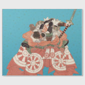 ヴィンテージ日本のポートレート – 剣を持つ戦士 ラッピングペーパー (フラット)