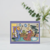 ヴィンテージ日本のミュージカル猫はがき ポストカード (スタンド正面)