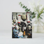 ヴィンテージ日本のランタン紙傘職人 ポストカード (スタンド正面)